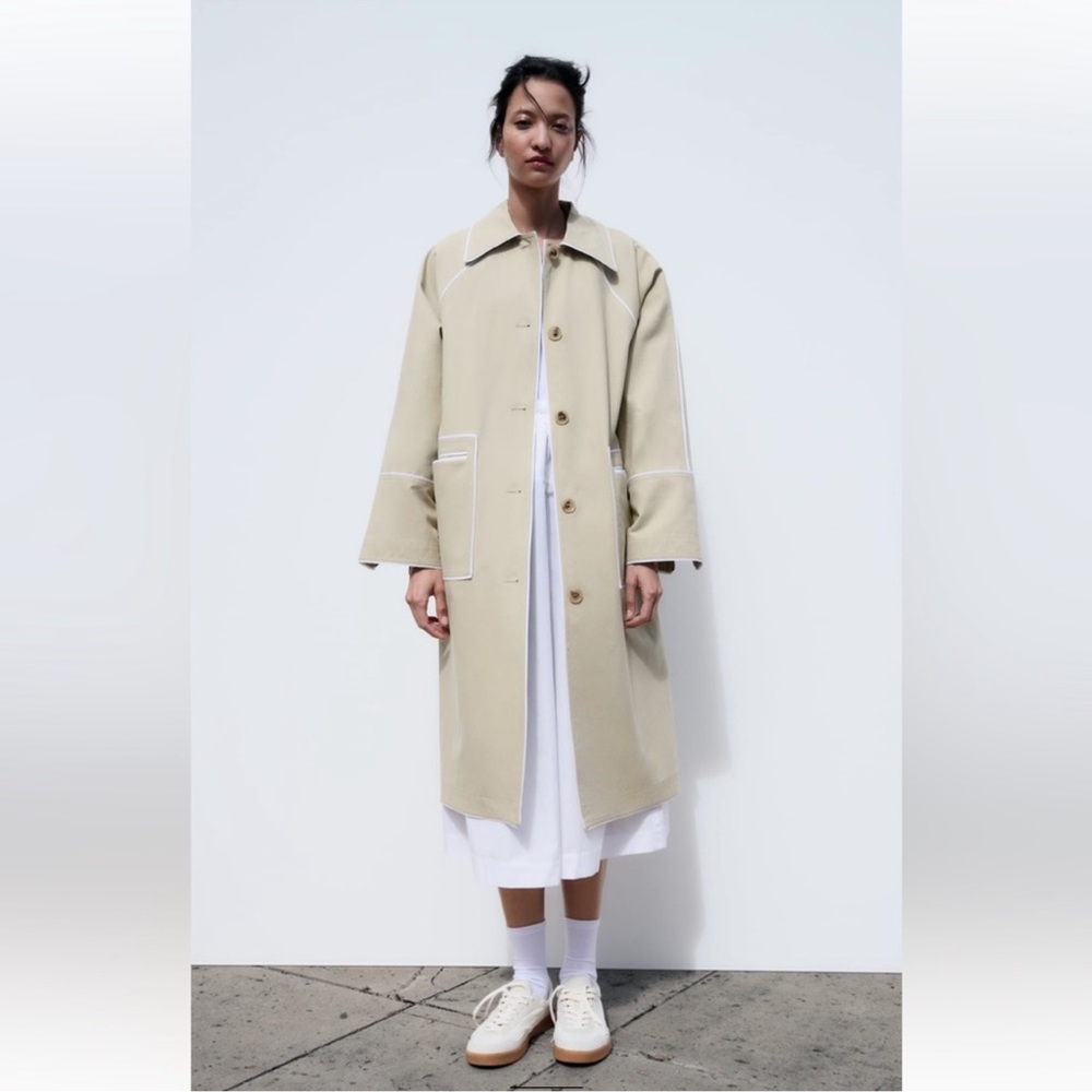 BNWT Zara Oversized Contrast Trench Coat